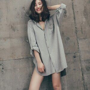 Women Modal Sleepwear, Women Sleep Shirt ,  Casual Gray